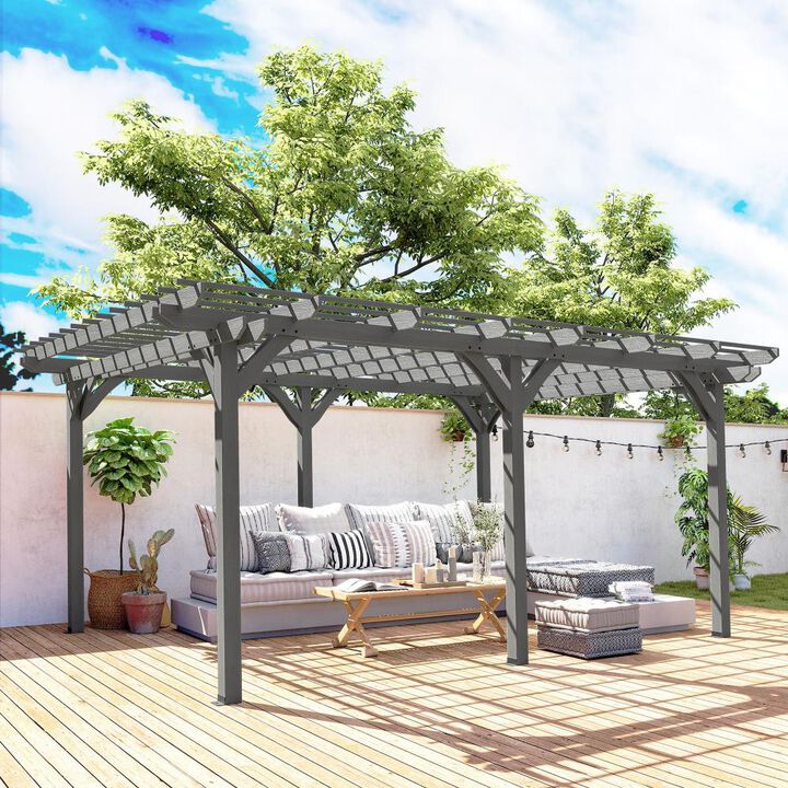 Hivvago 12x16 Backyard Wood Pergola Structure with Trellis