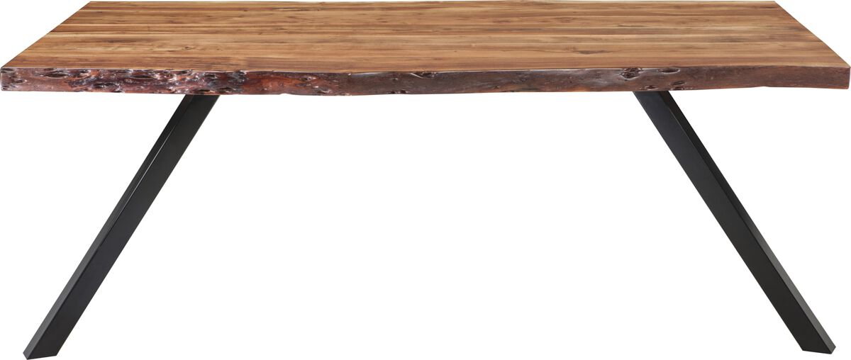 Reese Live Edge Solid Wood Metal Leg Dining Table in Natural Acacia