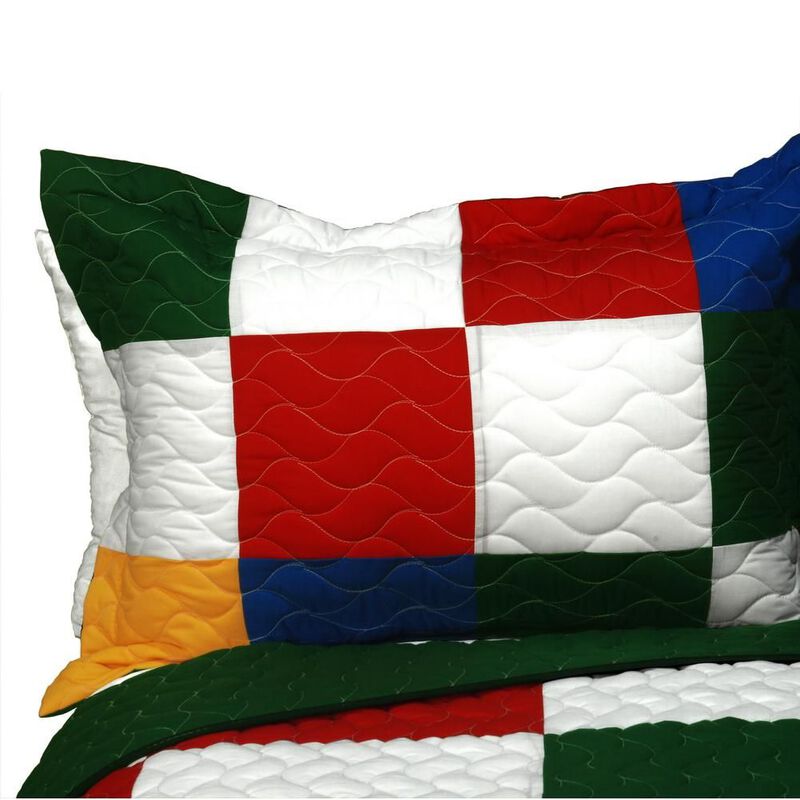 3PC Vermicelli-Quilted Patchwork Quilt Set Lightweight All-Season Bedding image number 2