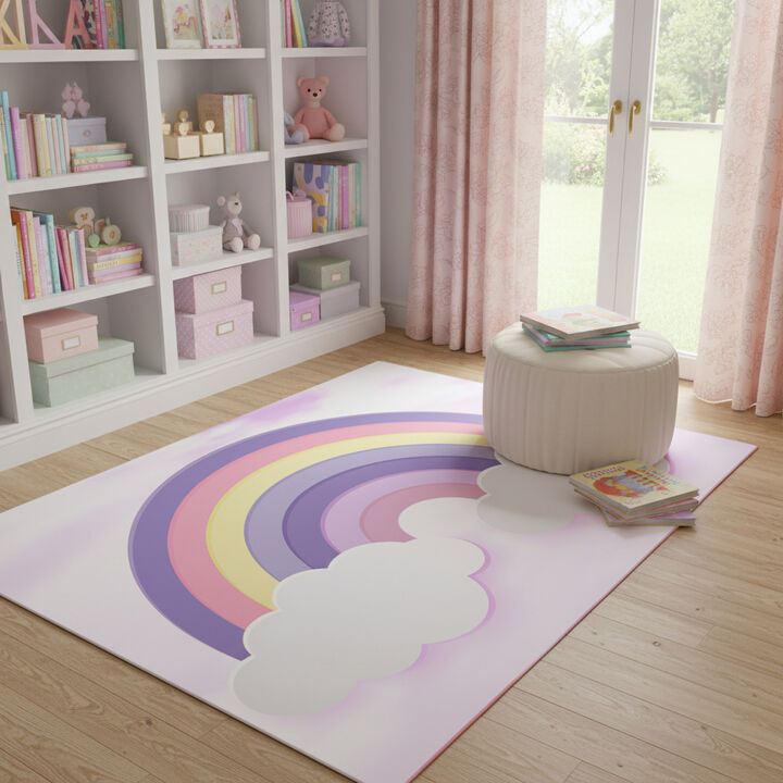 HomeRoots Rainbows Youthful Washable Area Rug