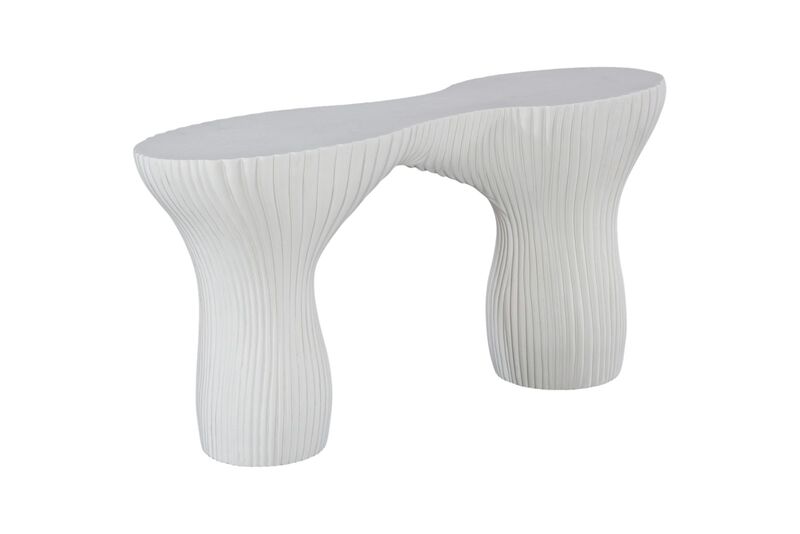 Cadence White Stone Console Table image number 0