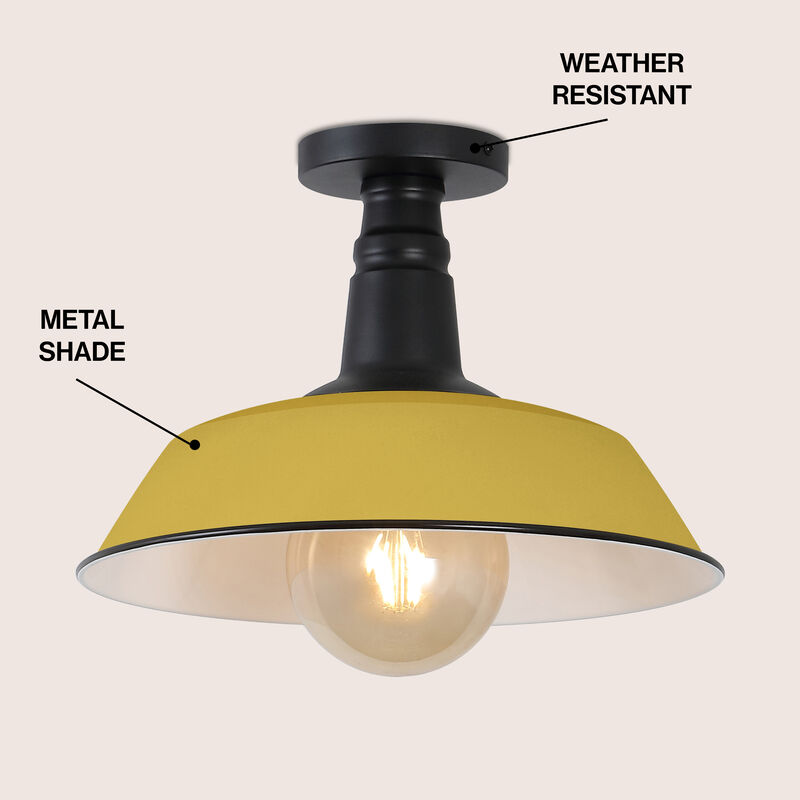 Camila Classic Industrial Indoor/Outdoor Iron LED Semi Flush Mount