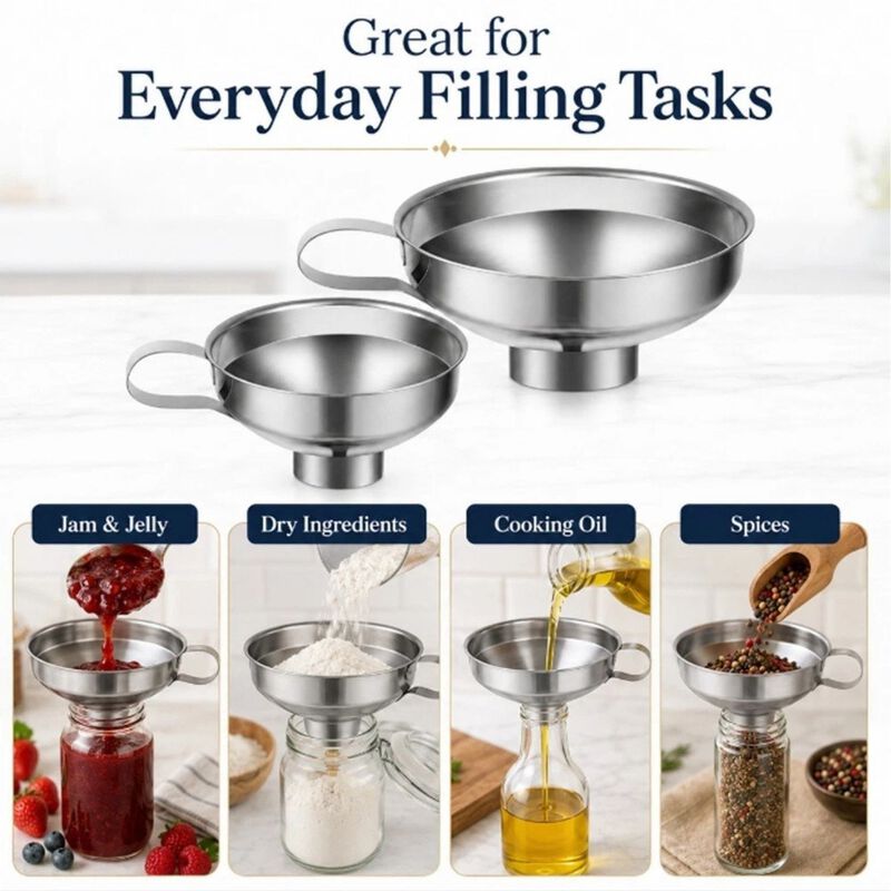 Pack of 2 Stainless Steel Canning Funnel Set image number 3