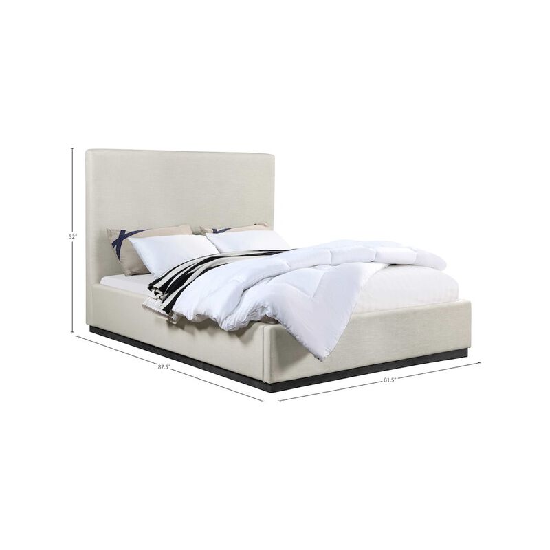 Meridian Furniture Alfie Beige Linen Textured Fabric King Bed