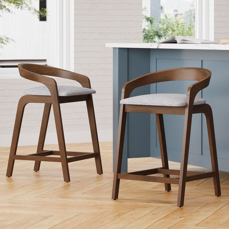 Christopher Knight Home Alderwood Contemporary 25.25" Rubberwood Counter Stools (Set of 2) image number 1