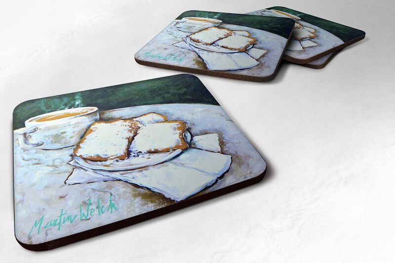 Caroline's Treasures MW1008FC Food Beignet Time Foam Coasters (Set of 4), 3.5 H x 3.5 W, Multicolor image number 0