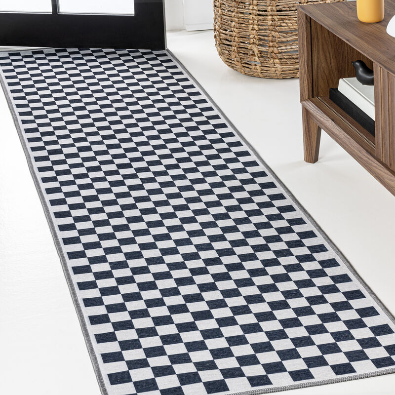 Ainsley Modern Cottage Checkerboard Washable Area Rug