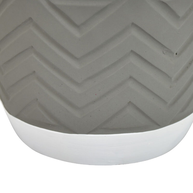 Decorative Planter, Chevron Design, Gray and White 7 Inch Terracotta image number 6
