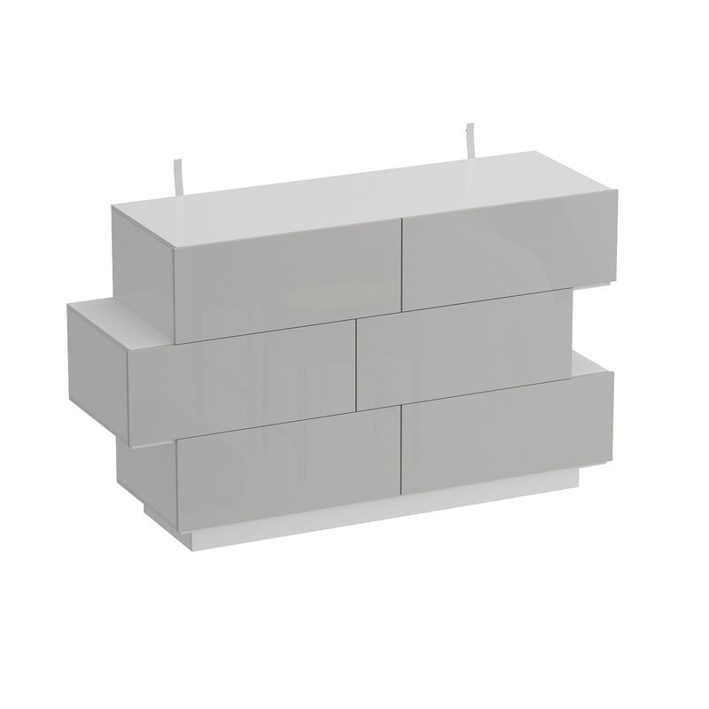 16.1 in. D x 30.7 in. H High Gloss White Wood 6-Drawer 45.3 in. W Chest of Drawers Storage Cabinet Modern Style