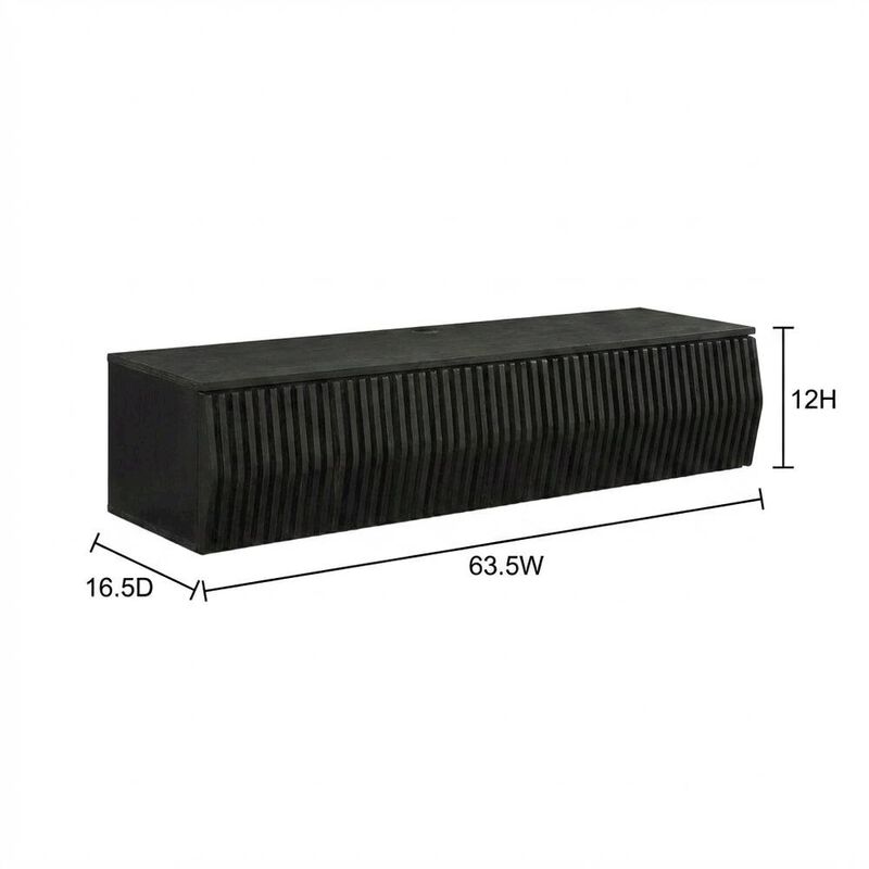 Black Wall Mount TV Stand with Sturdy Construction and Storage Space image number 2