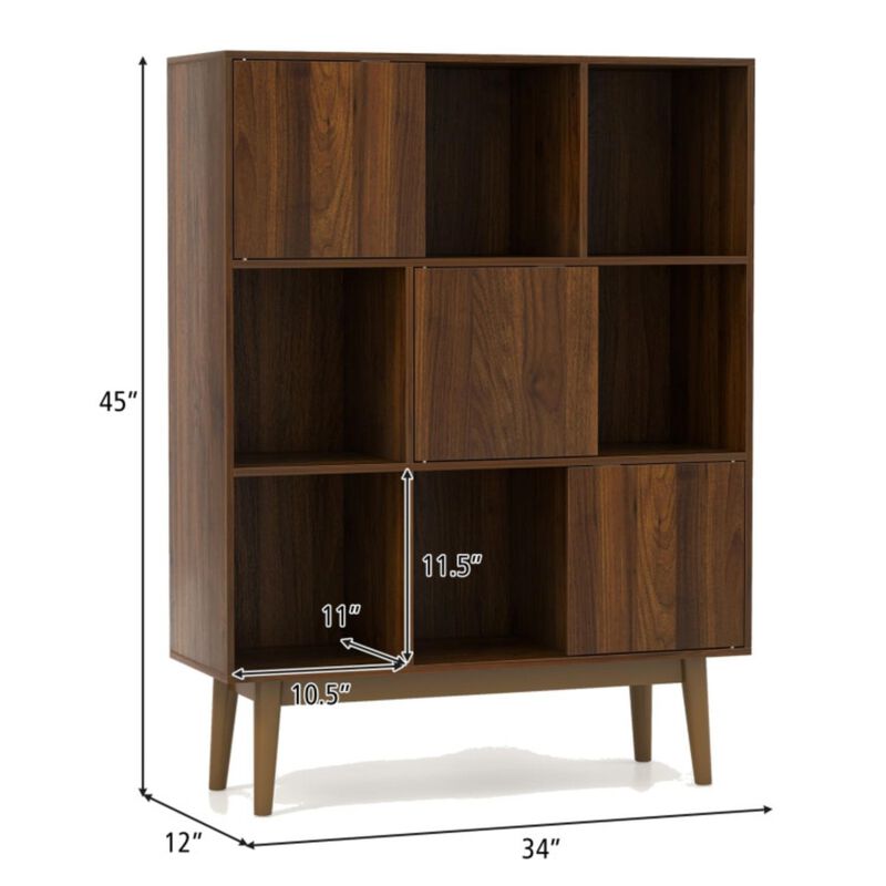 Hivvago 9-Cube Bookshelf with Open Shelves and 3 Door for Home Office