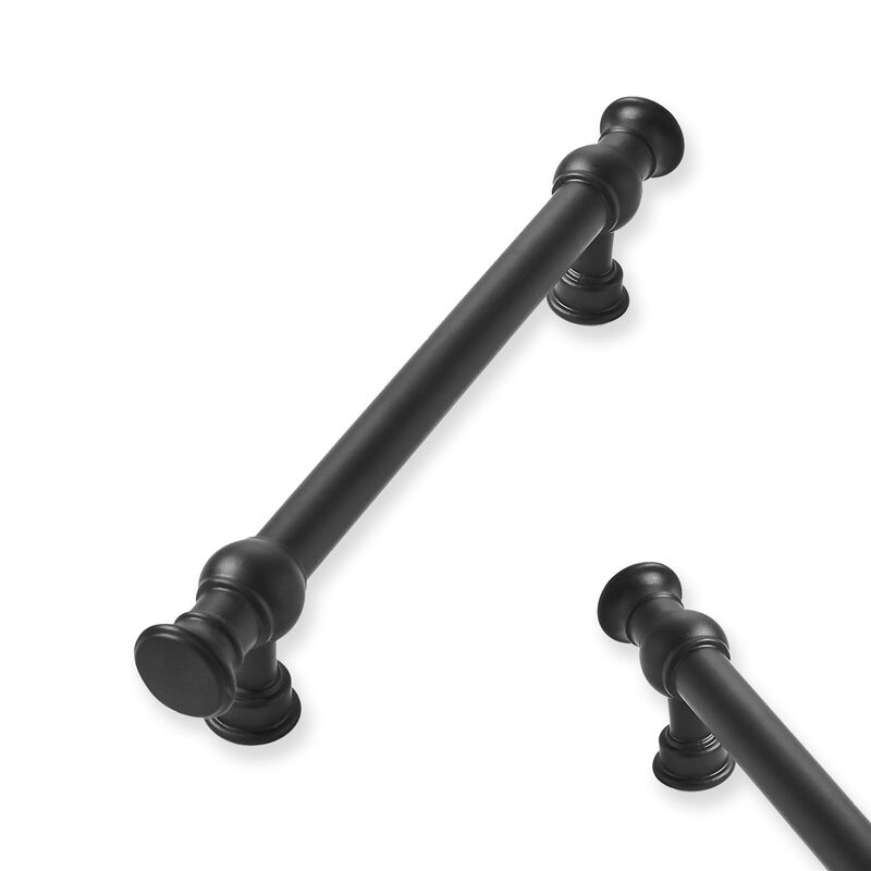 ZAUYX 2-Pack 3-3/4inch(96mm) Hole Center Matte Black Cabinet Pulls Solid Heavy Duty Kitchen Cabinet Hardware for Cupboard Drawer