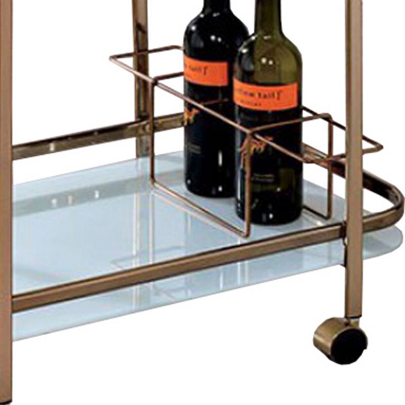 Tiana Contemporary Serving Cart In Champagne Finish - Benzara