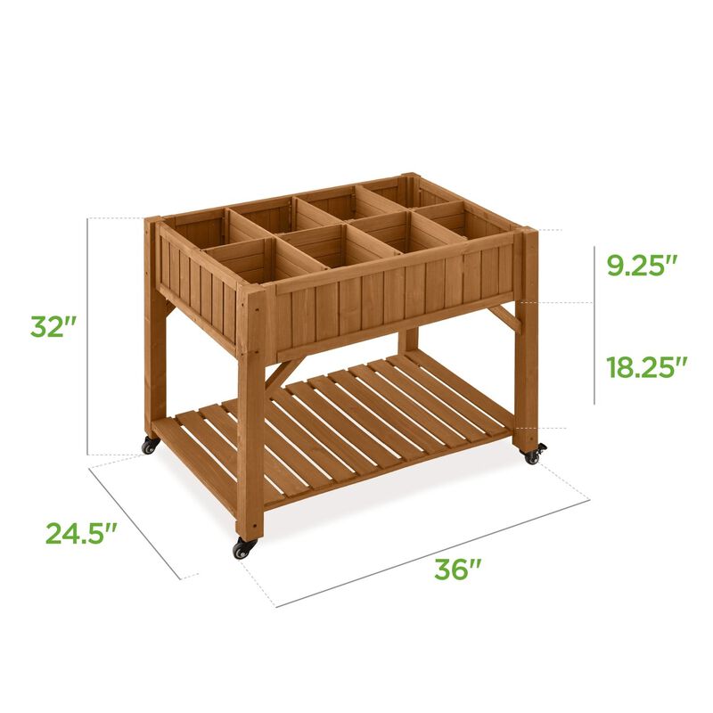 Hivvago Outdoor Elevated Raised Garden Bed Planter Box with Locking Wheels