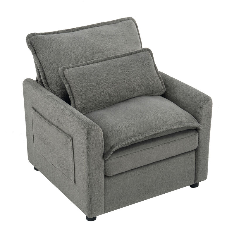 Merax Faux Fur Single Accent Armchair with Double-Layer Cushion image number 0