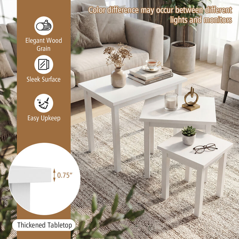Living Room 3-Piece Farmhouse Rectangular Side Table Set image number 4