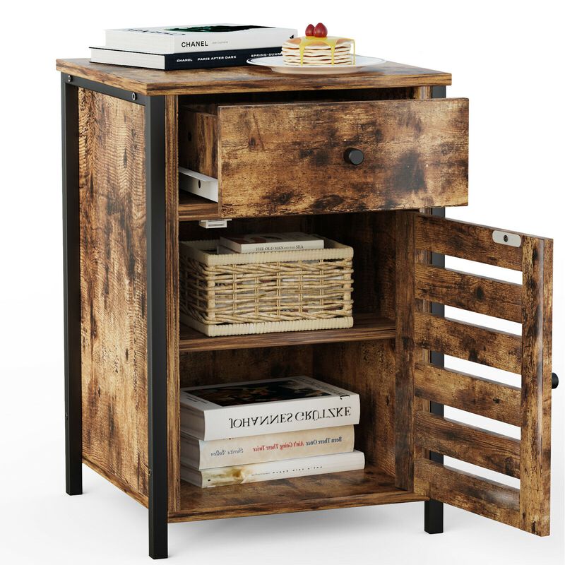 Industrial Nightstand with Drawer and Adjustable Shelf image number 5