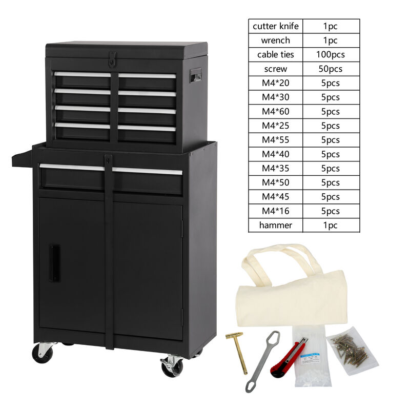 ELEMENT ACE 5-Drawer Rolling Tool Storage Cabinet with Detachable Top Tool Box, Lockable Wheels, Adjustable Shelf, Locking Mechanism and 154 Included Tools for Garage Workshop image number 6