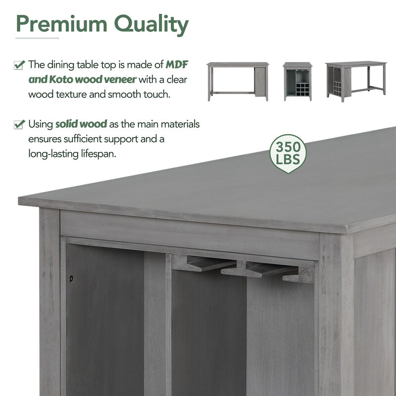 Streamdale 5-Piece Rubberwood Dining Set with Padded Chairs