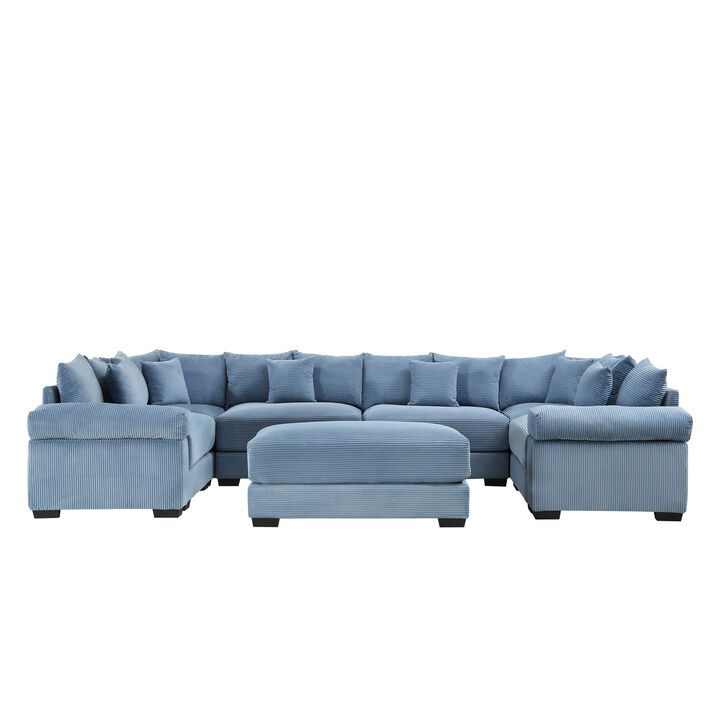 Cruben Oversized Cloud U‑Shape Multi‑Unit Modular Corduroy Sectional Sofa