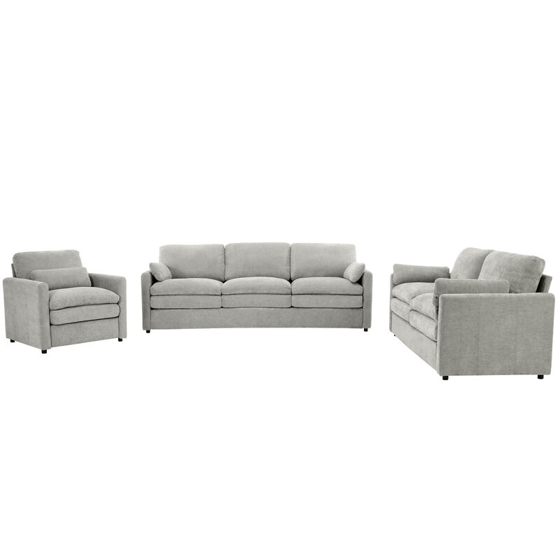 Merax Cozy Chenille Upholstered Sofa Set image number 2