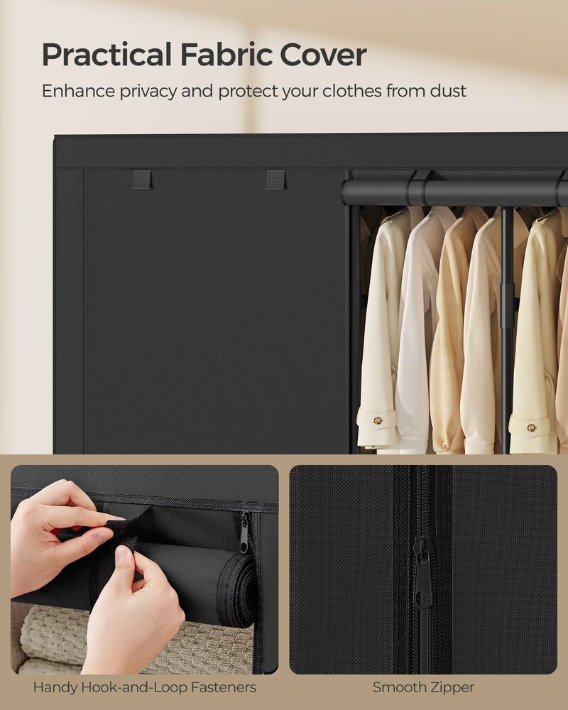 Bedroom Wardrobe Closet with Hanging Rails for Organized Clothing Storage