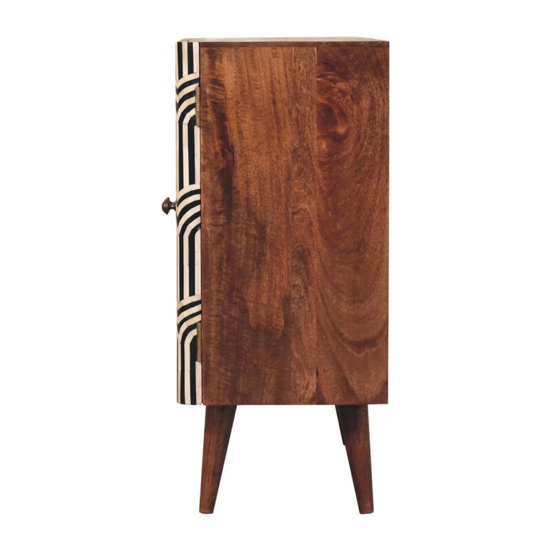 Artisan Furniture Solid Wood Honey Caramel Edessa Bone Inlay Cabinet