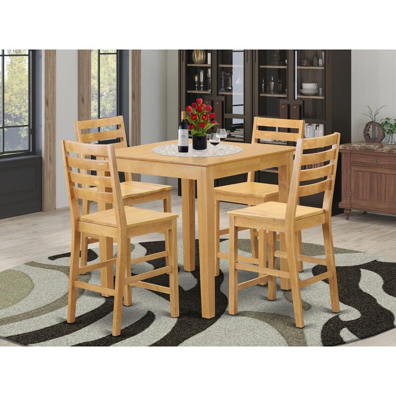 5 Pc counter height set - high top Table and 4 counter height Chairs.