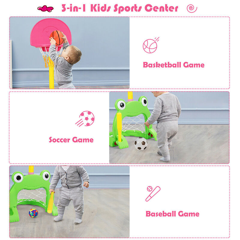 3-in-1 Kids Basketball Hoop Stand Set for Active Play