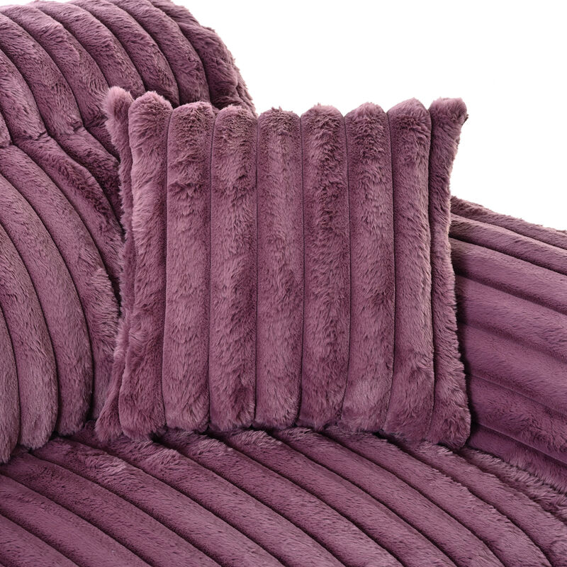 Merax Plush Faux Rabbit Fur Chaise Sofa image number 3