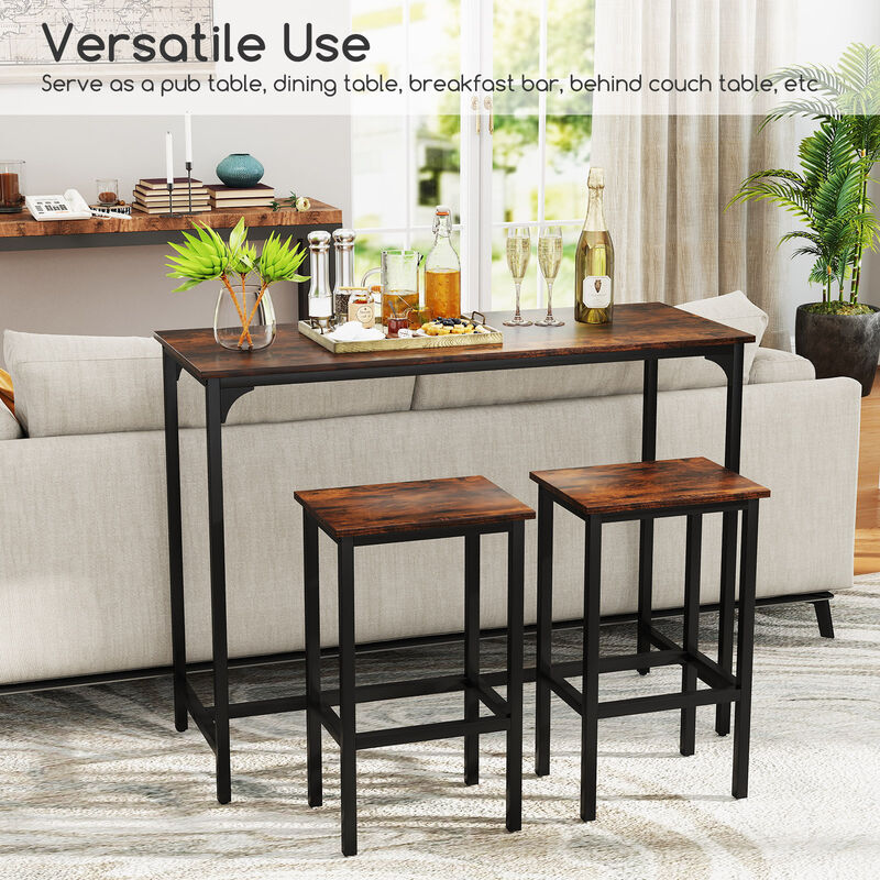 Durable Industrial 3-Piece Counter-Height Bar Table and Stools Set