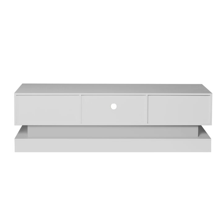 51.18inch Modern TV Stand with LED Lights, High Glossy Front TV Cabinet, can be assembled in Lounge Room, Living Room or Bedroom