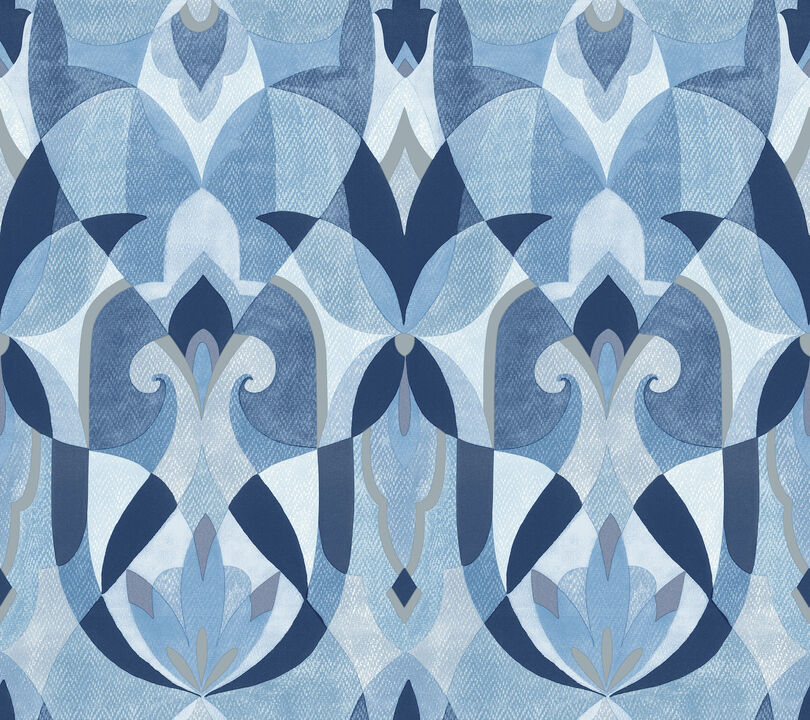 Malta Blue & Silver Wallpaper