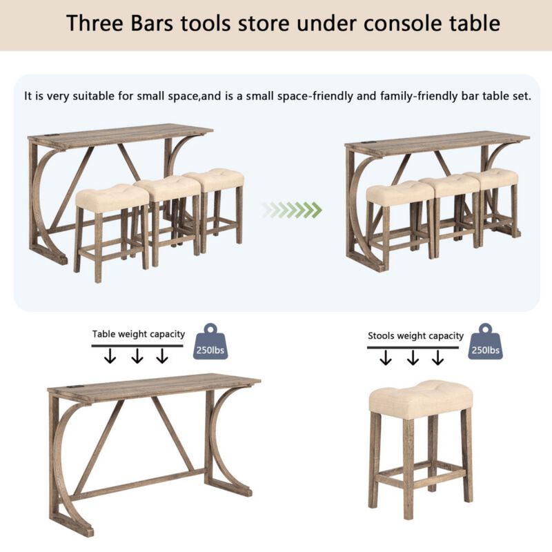 Bunkja Farmhouse Counter‑Height Bar Dining Set image number 7