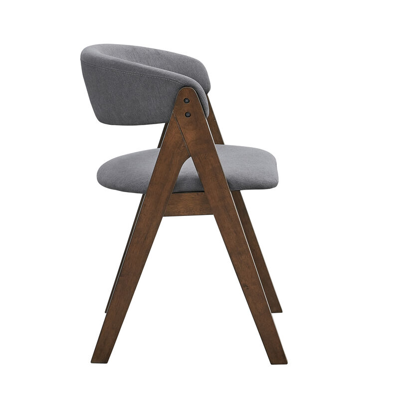 GOODSILO Contemporary Scandinavian Gray Fabric Side Chairs Set - Comfortable Dining Seating With Walnut Finish Legs image number 3
