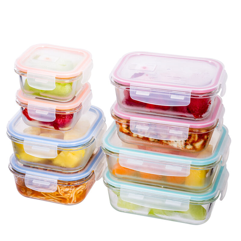 Lexi Home Durable 8 Piece Glass Meal Prep Food Containers with Snap Lock Lids image number 3