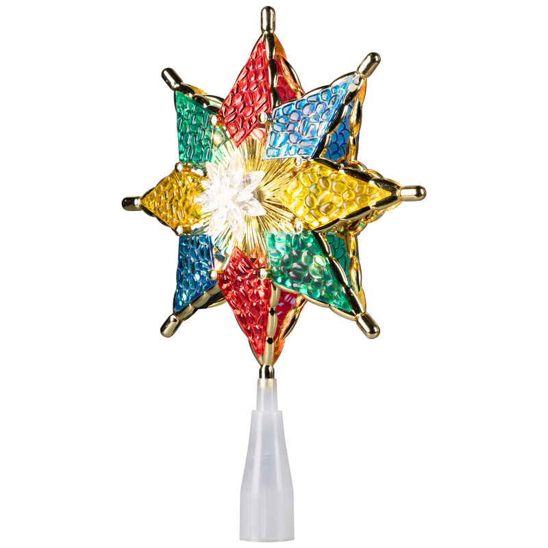 8" Pre-Lit Red and Green Crystal 8-Point Star Christmas Tree Topper - Clear Lights image number 4