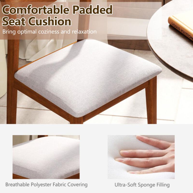 Hivvago Wooden Dining Chair Set of 2 with Rubber Wood Frame and Wide Padded Seat