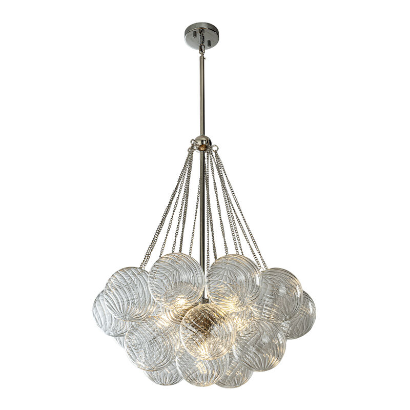 27'' Modern Glam Cluster Chandelier 6 Lights Pendant with Hand Blown Textured Glass Globes And Chrome Finish for Dining Room and Foyer image number 0