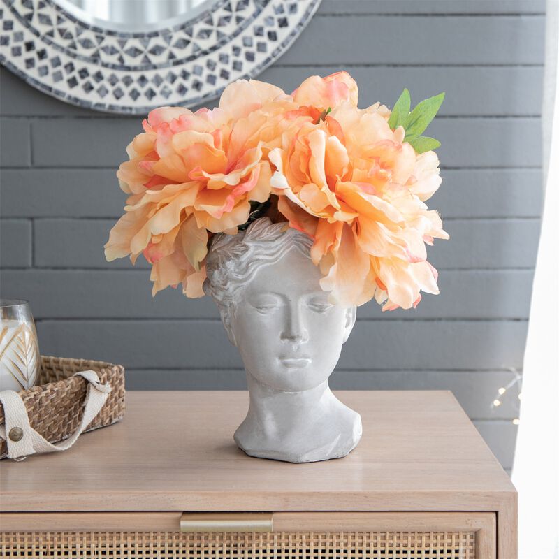 Clihome Outdoor Home Garden Decor Greek Style Cement Head Planter image number 2