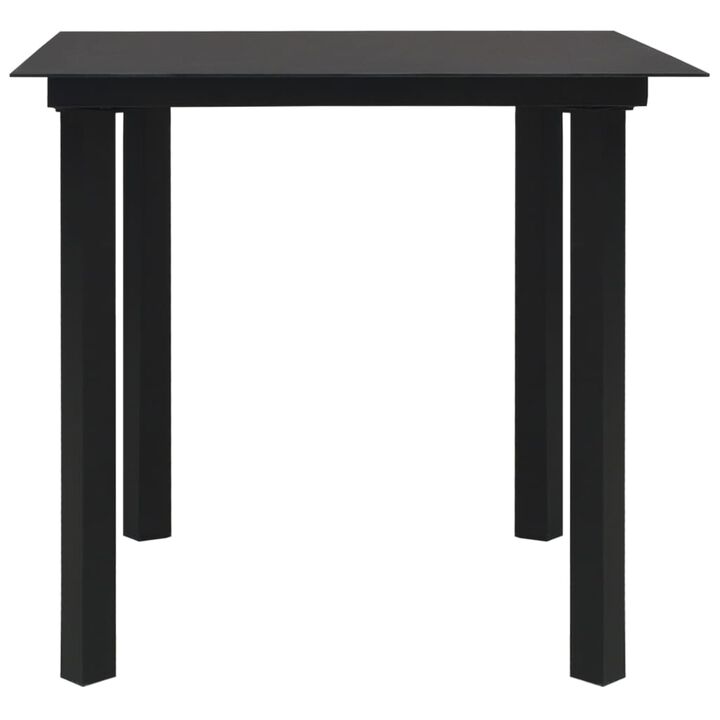 vidaXL Garden Dining Table Black 31.5"x31.5"x29.1" Steel and Glass