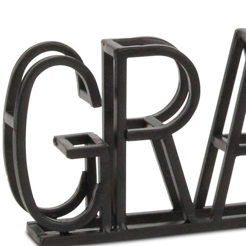 HomeRoots 17" Black Metal Grateful Tabletop Sign image number 4