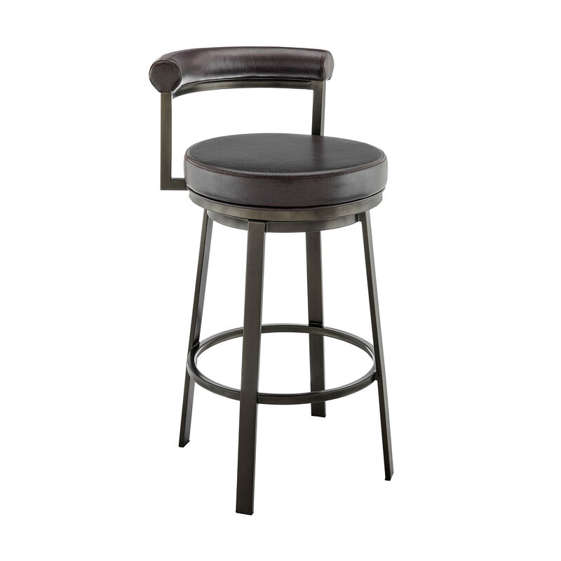 Neura Swivel or Stool in Black Finish with Grey Faux Leather