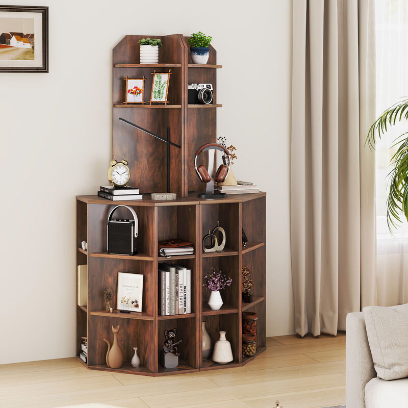 6-Tier Corner Shelf with Charging Station and 2 USB Ports