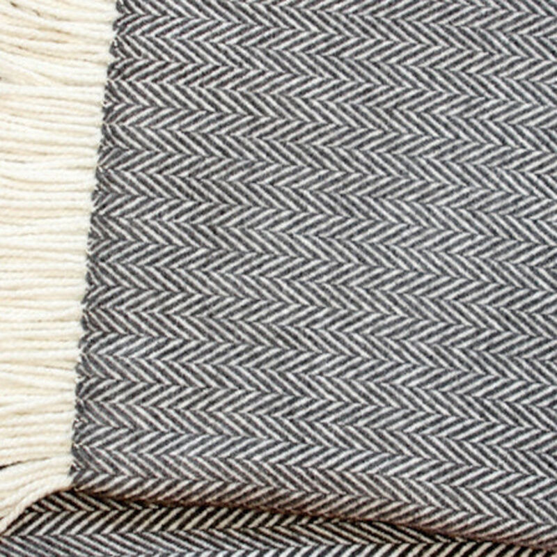 HomeRoots Dark Grey and White Dreamy Soft Herringbone Throw Blanket image number 2