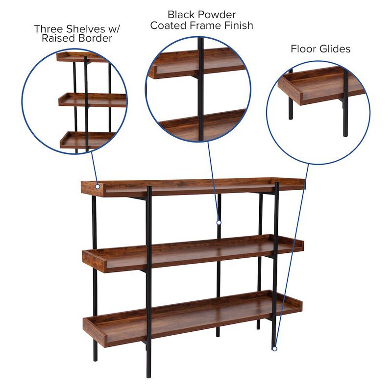 Flash Furniture 3 Shelf 35"H Storage Display Unit Bookcase in Wood Grain Finish image number 2