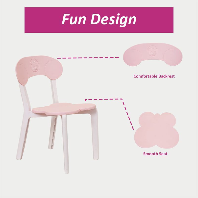CLIHOME High Quality Plastic Kids Table and Chair Set,3 Piece Children Reading Activity Table and Chair image number 2