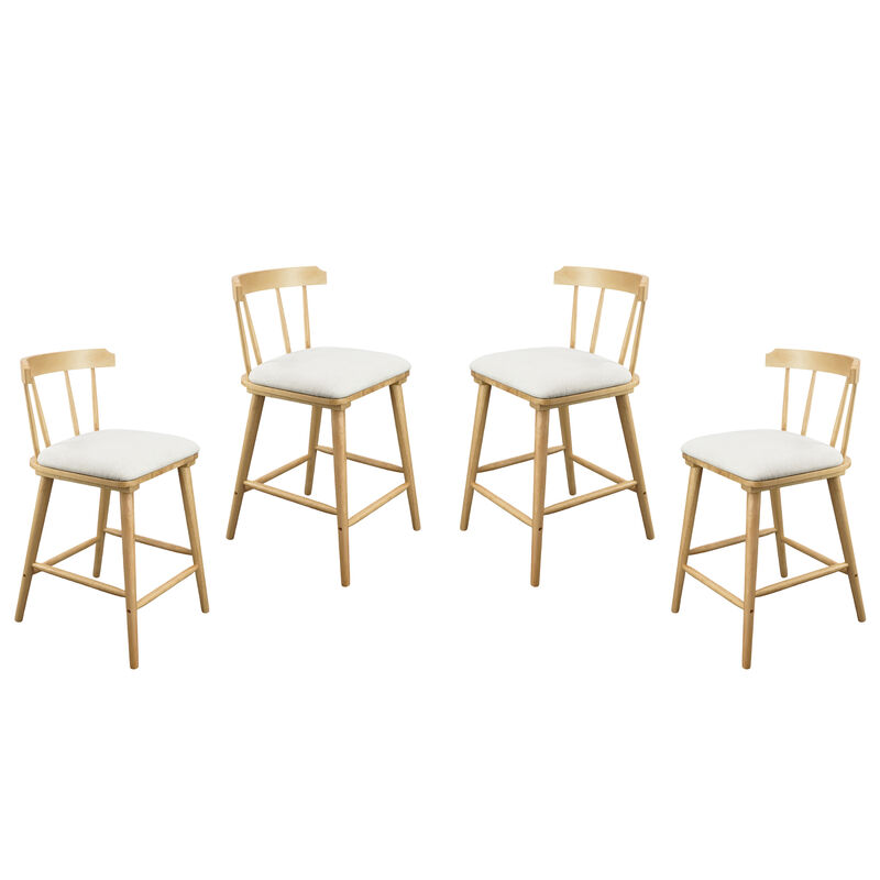 Christopher Knight Home Lilia Modern Rubberwood Upholstered Counter Stools with Curved Open Backrest (Set of 4) image number 0