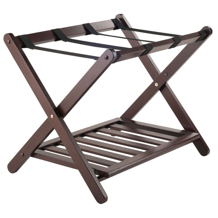 Winsome Transitional Solid wood Remy Luggage Rack with Shelf in Cappuccino