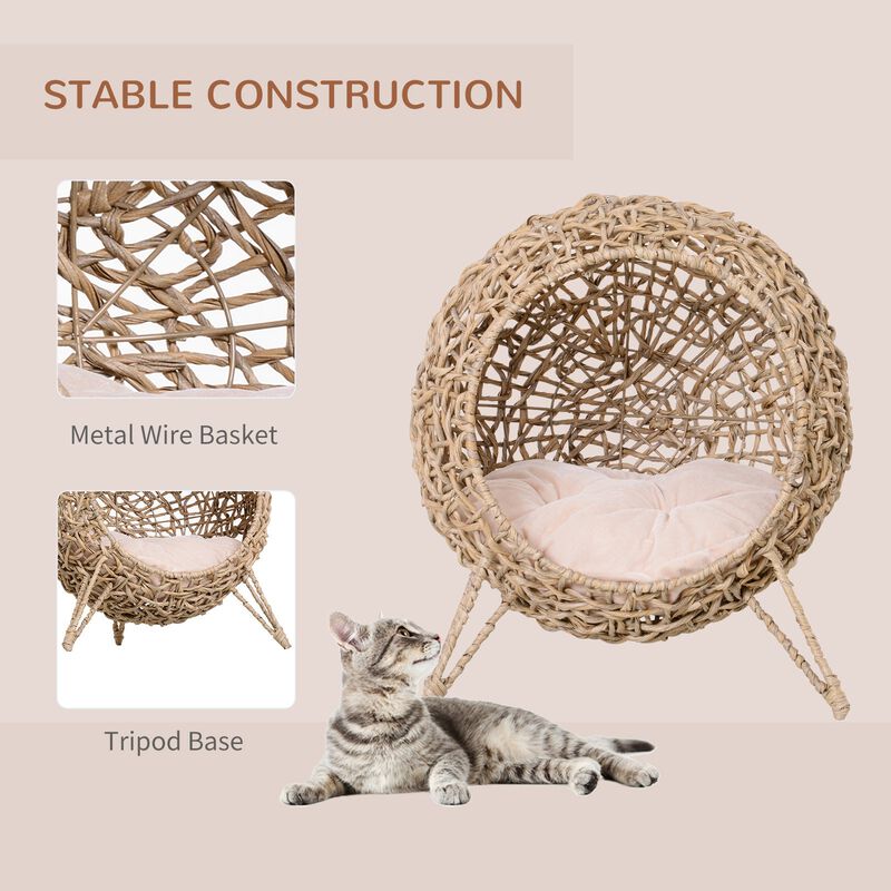 Natural Cat Bed: 20.5" Hand-Woven Banana Leaf Kitten Condo